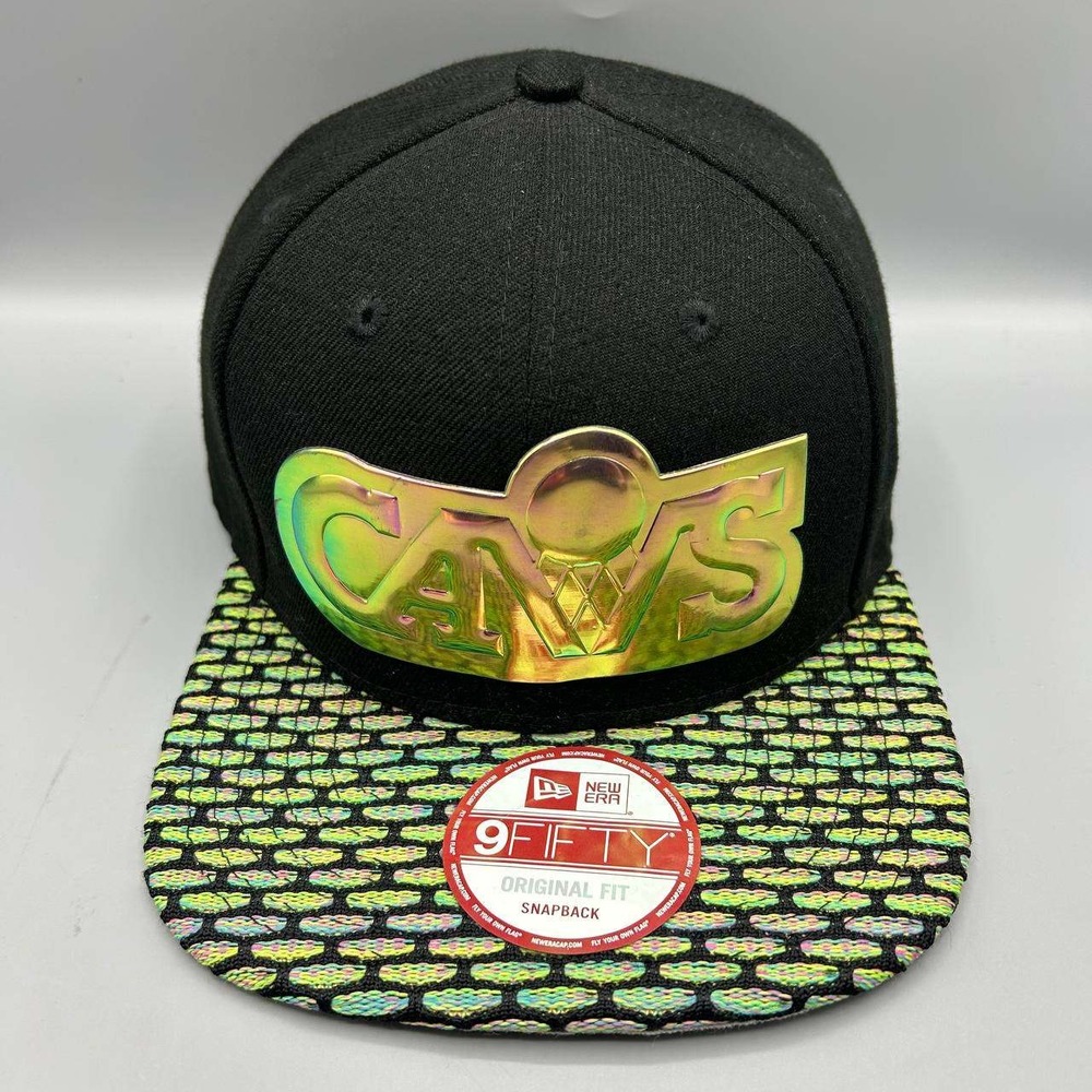 Cleveland Cavaliers Hat Men Black Metal Logo 9Fifty New Era Snap Back Cap